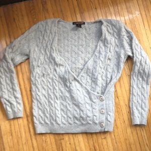 Wool Cable Knit Wrap Sweater